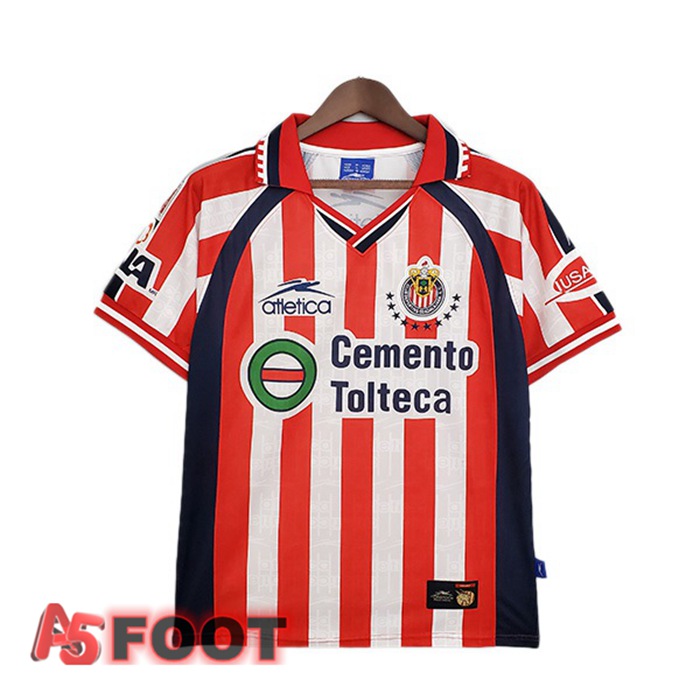 Maillot de Foot CD Guadalajara Retro Domicile Rouge Blanc 1999-2000