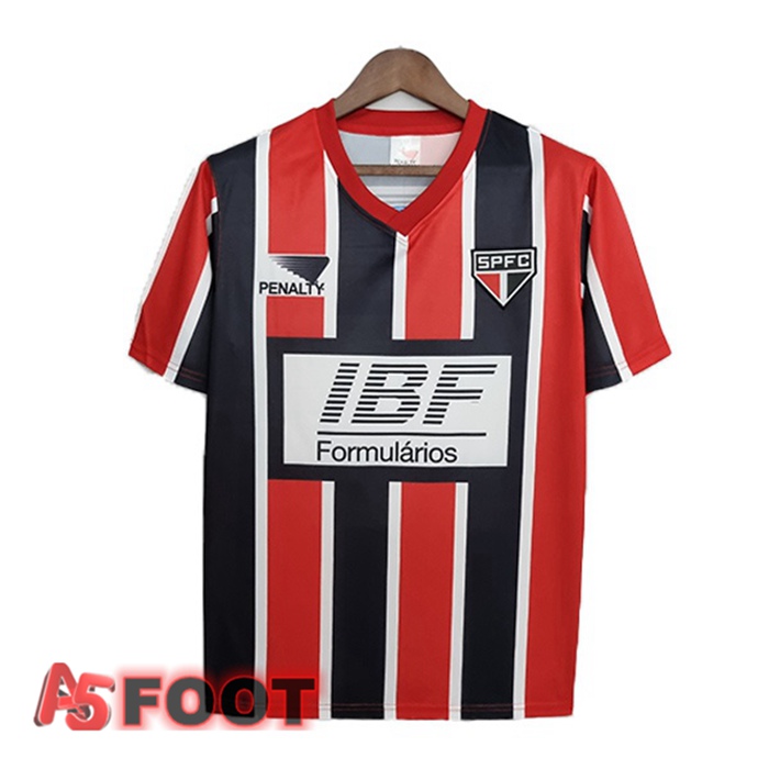 1991 Sao Paulo FC Retro Exterieur Maillot Foot Rouge Noir