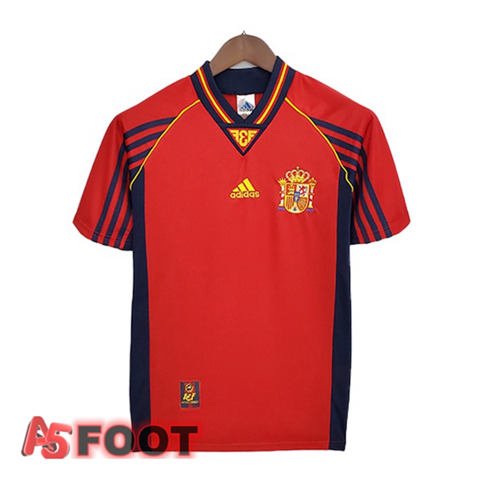 1998 Espagne Retro Domicile Maillot Foot Rouge
