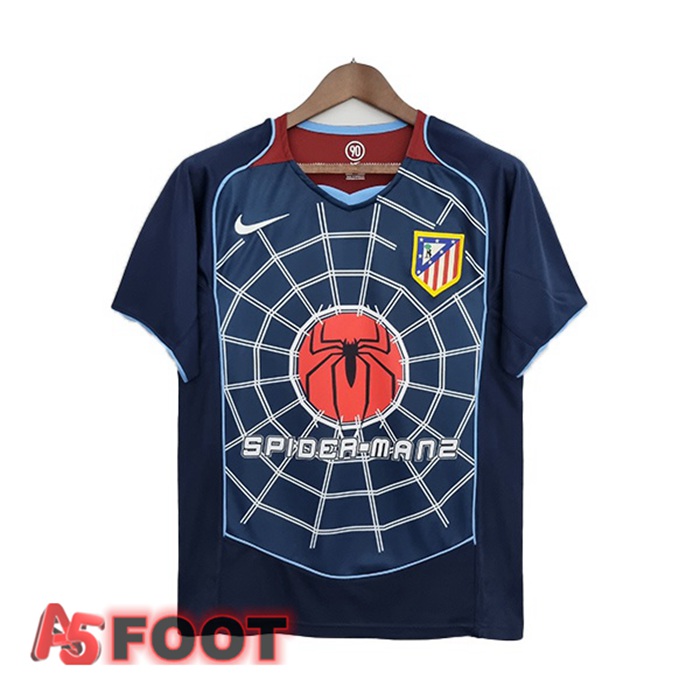 2004-2005 Atletico Madrid Retro Exterieur Maillot Foot Bleu