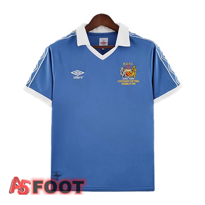 Maillot de Foot Manchester City Retro Domicile Bleu 1981-1982