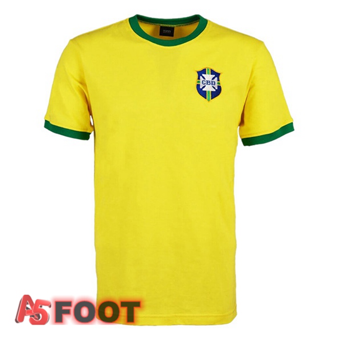 Maillot de Foot Bresil Retro Domicile Jaune 1970