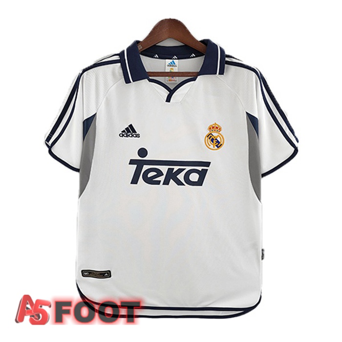 Maillot de Foot Real Madrid Retro Domicile Blanc 2000-2001