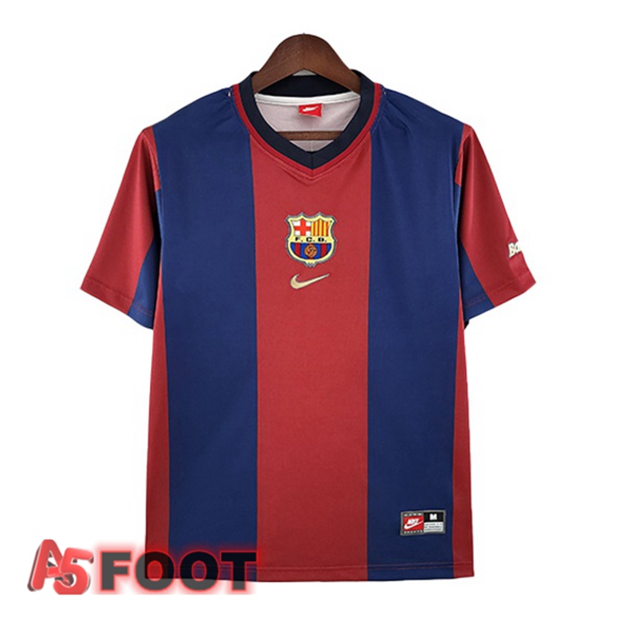 Maillot de Foot FC Barcelone Retro Domicile Bleu Rouge 1998-1999