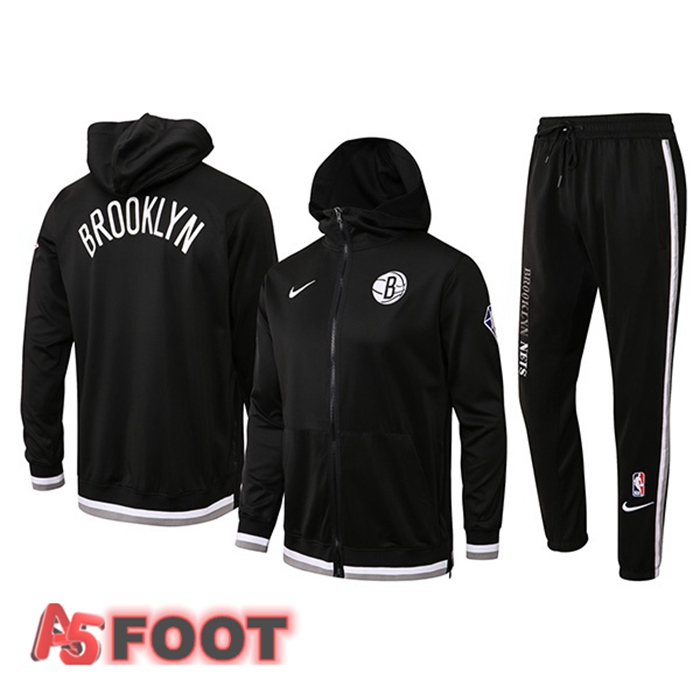 Veste A Capuche Survetement NBA Brooklyn Nets Noir 2022/2023