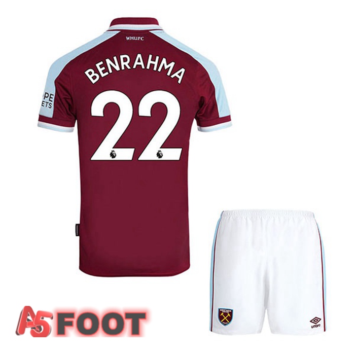 Maillot West Ham United (BENRAHMA 22) Enfant Domicile Rouge 2021/22
